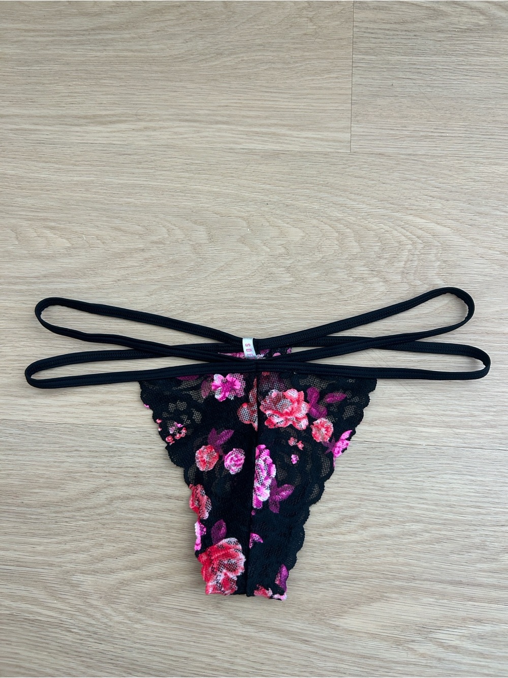 PINK Victoria's Secret Strappy Lace Floral  Thong Panty